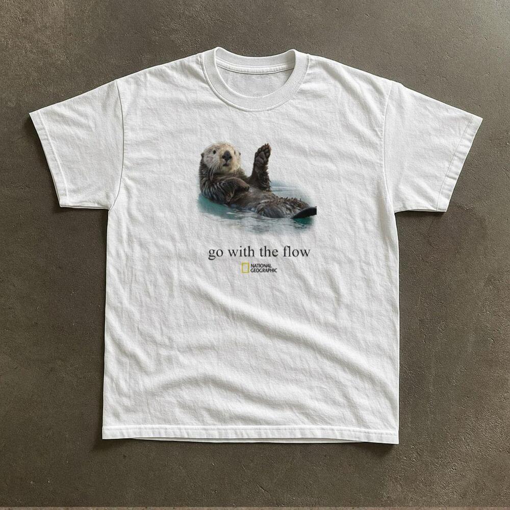 Gildan National Geographic Sea Otter Go With The Flow  T-Shirt